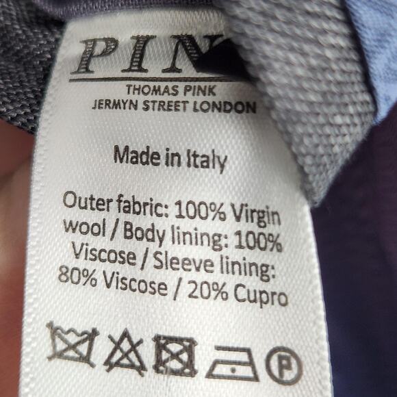 Thomas Pink Blazer Sport Coat Mens 40R Gray Virgin Wool Made in Italy 2-Button - Picture 15 of 16